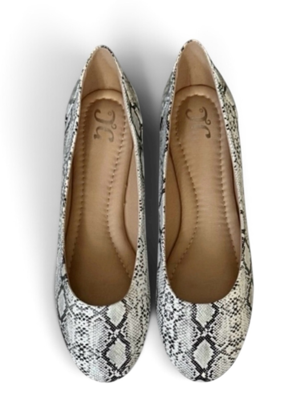Journee Collection Black and White Snakeskin Print Kavn Ballet Flats Size 10